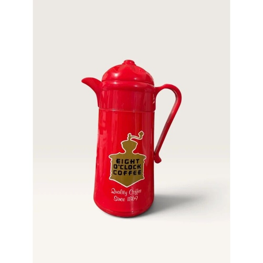 Vintage Eight O'Clock Coffee Red Thermal Carafe Plastic Pitcher Thermos 1989